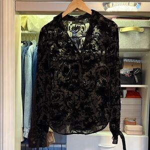 PAIGE Elegant Black Floral Blouse